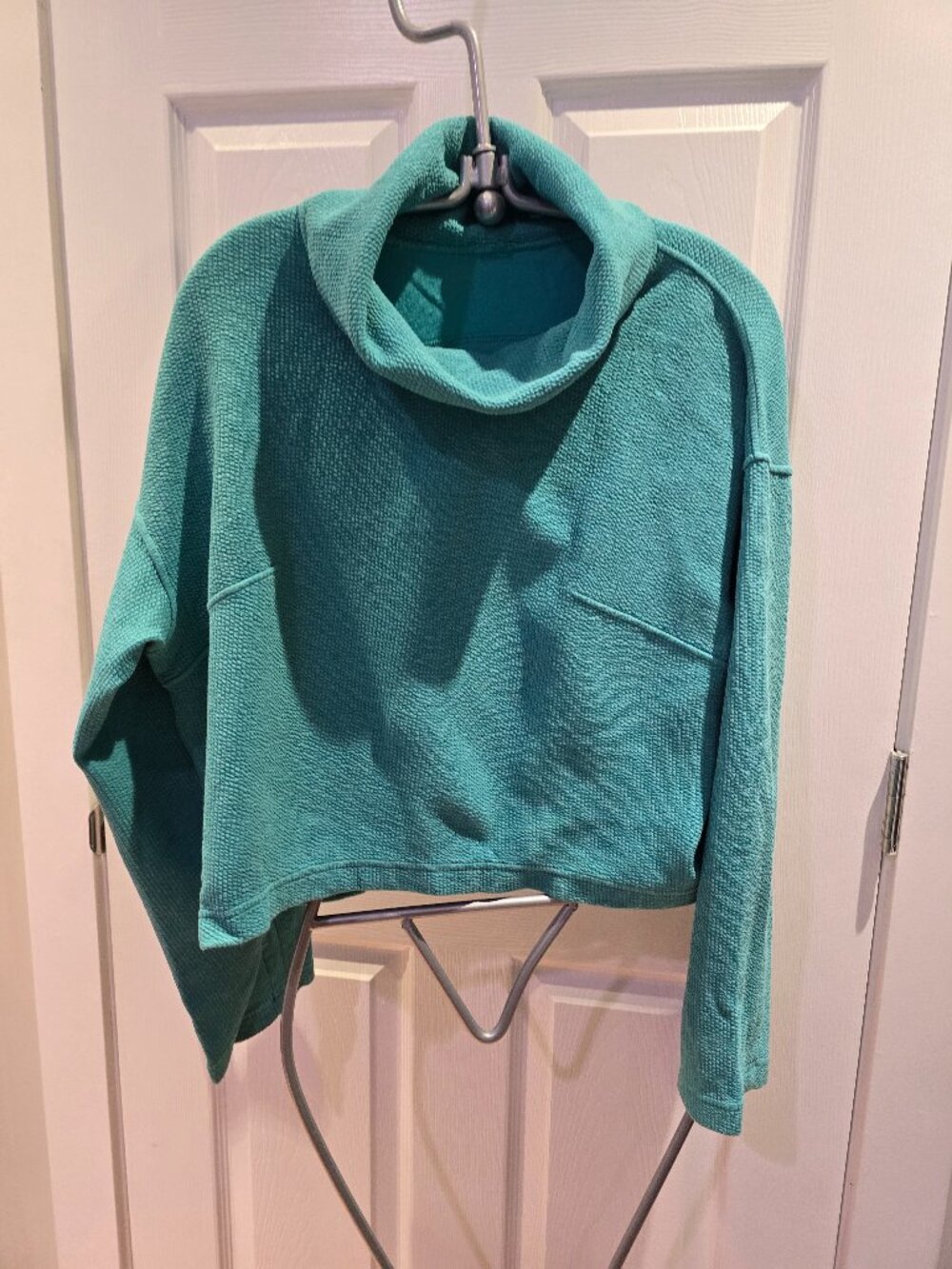 lululemon Teal Textured Boxy Cowl Neck Pullover M-L